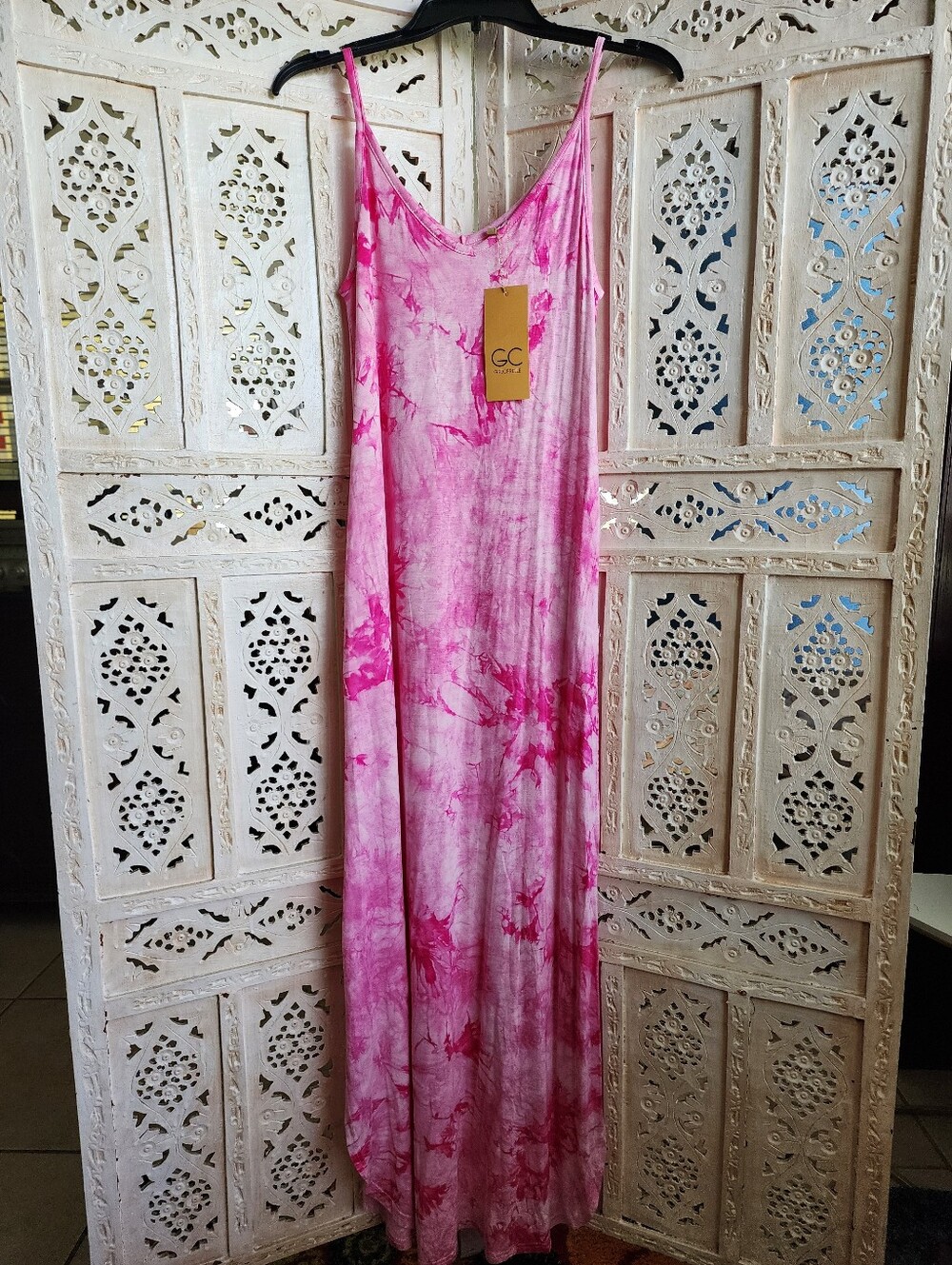 NWT Grecerelle Pink Tie Dye V-Neck Maxi Dress- Size Small